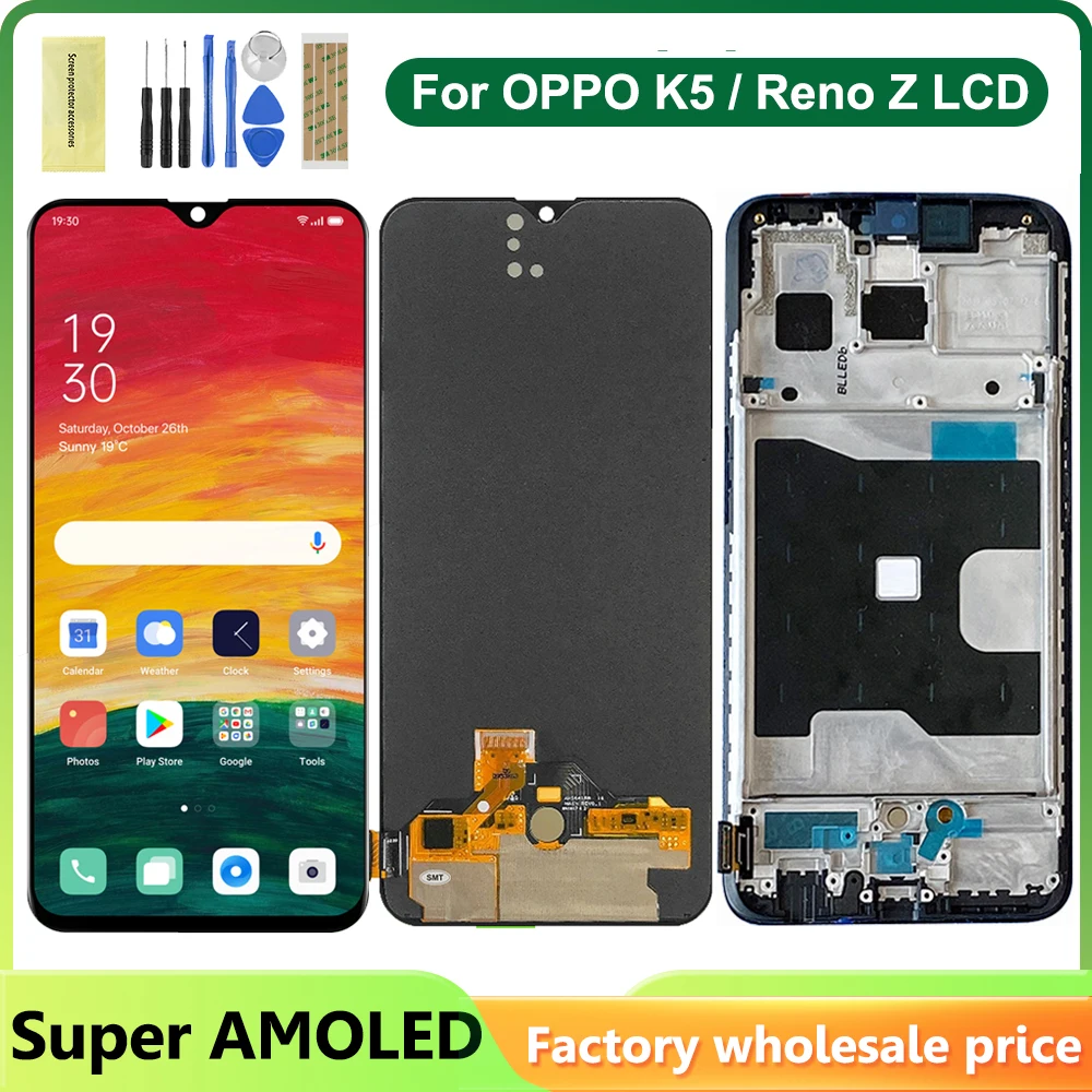 6.4\'\' Super AMOLED For Oppo Reno Z LCD CPH1979 PCDM10 PCDT10 DIsplay Touch Screen Digitizer Assembly For OPPO K5 LCD