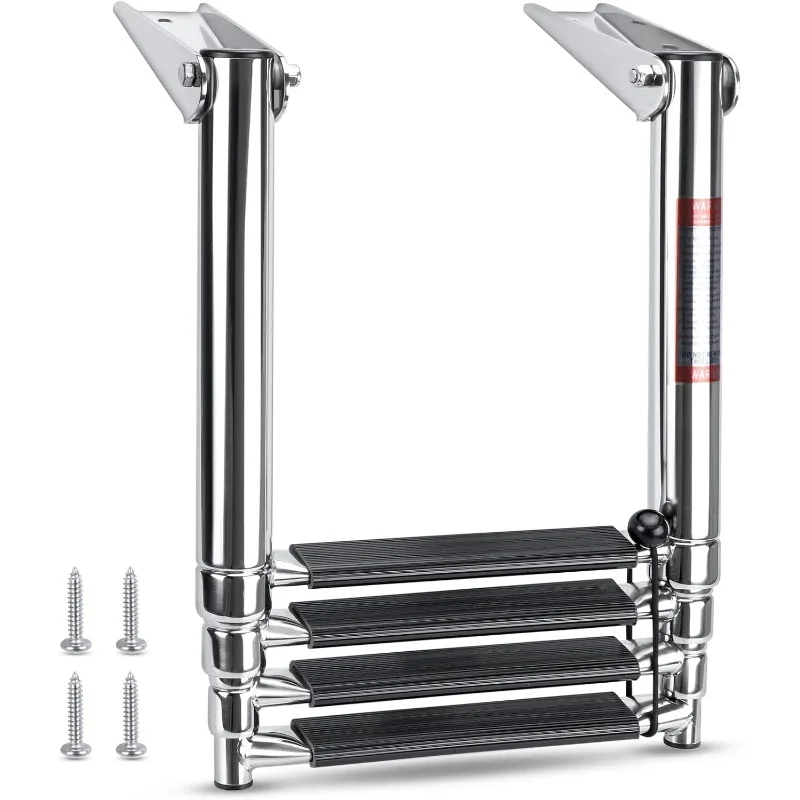 Heavy Duty Boat Telescopic 4 Step Ladder,Stainless Steel Swim Platform Telescoping Ladder,Extendable Step for Boat Yacht