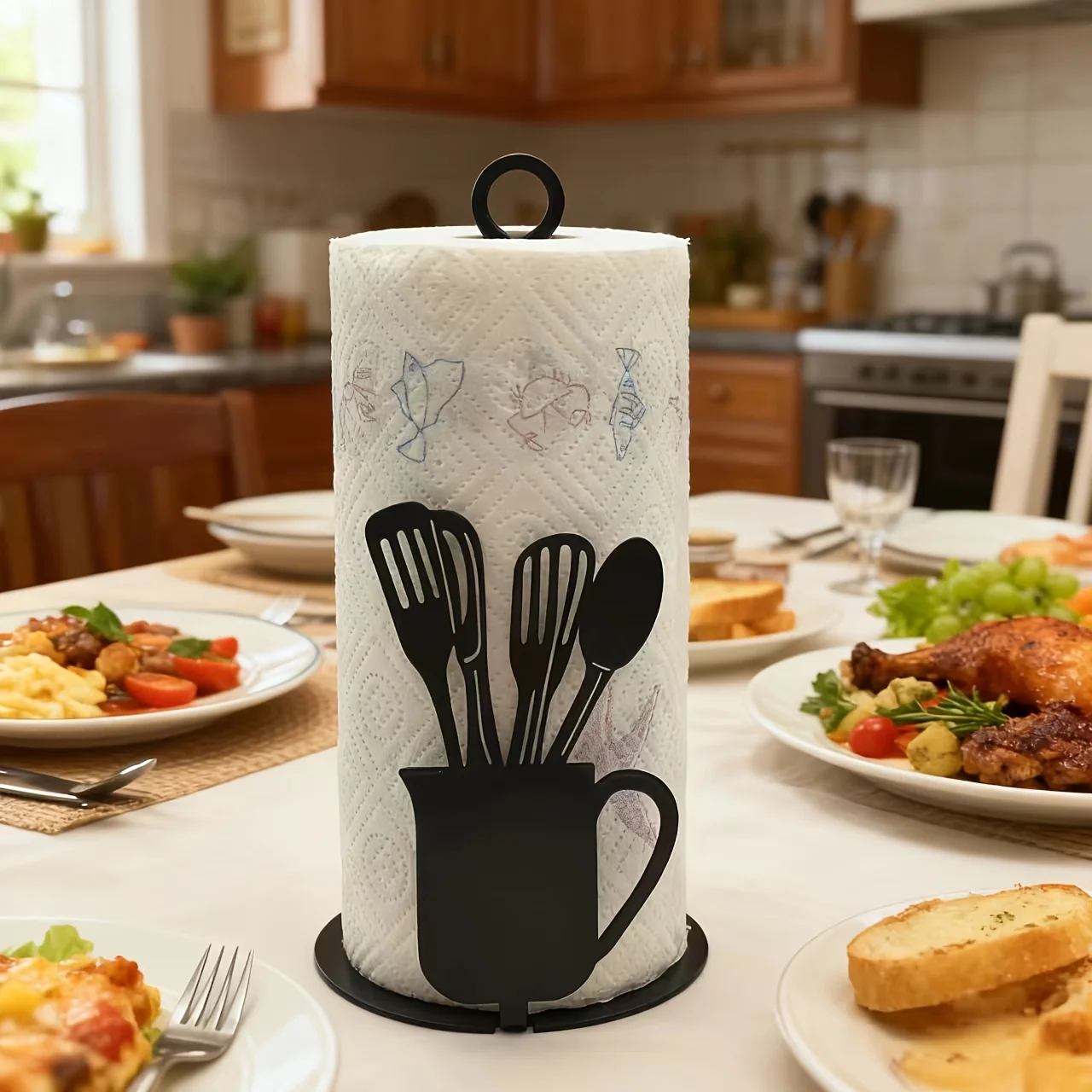 

Iron Tissue Holder | Rust-resistant and Durable, Ideal for Everyday Use. Stylish Metal Cutlery-designed Tissue Holder