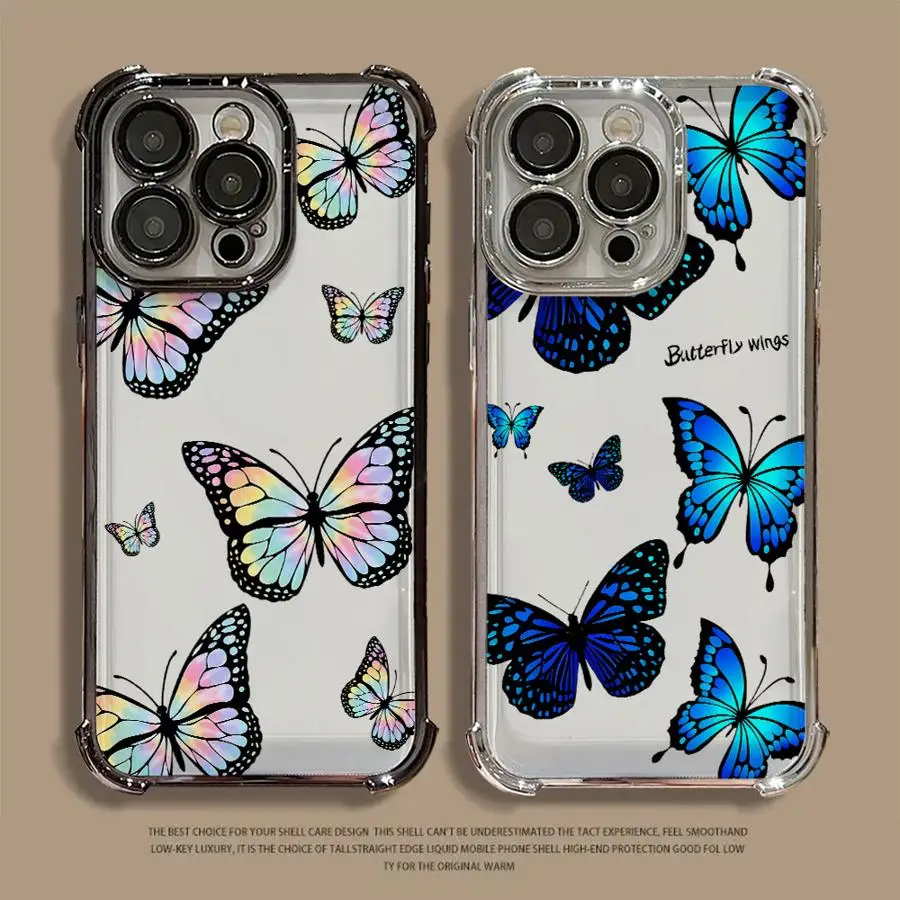 Phone Cover Case for Apple iPhone 17 Pro Max 12 Plus 11 15 14 16e 13 16 Pro Air Blue Butterfly view 2