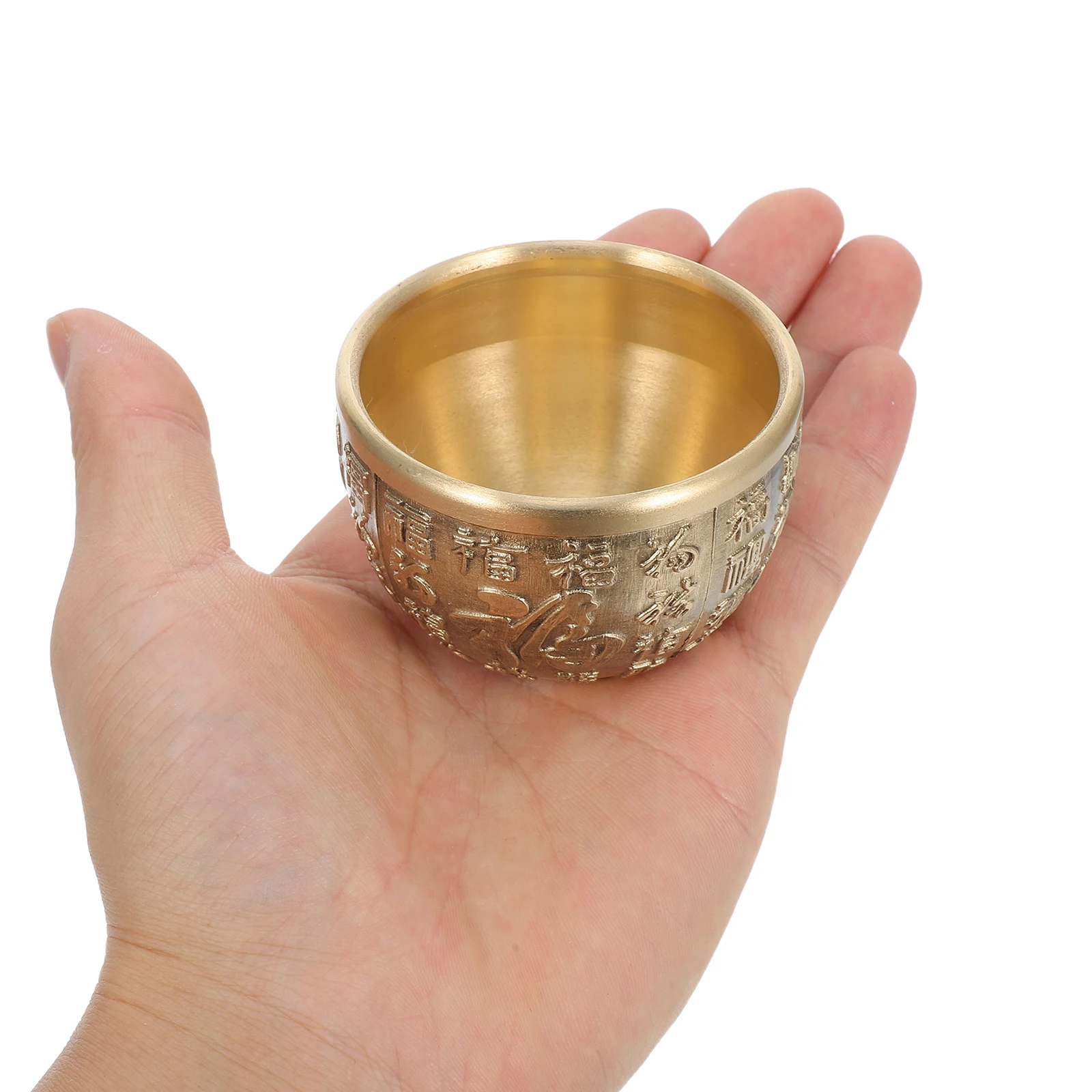 

2Pcs Brass Treasure Bowl Wealth Luck Basin Office Desktop Decoration Money Basin Figurine Gift