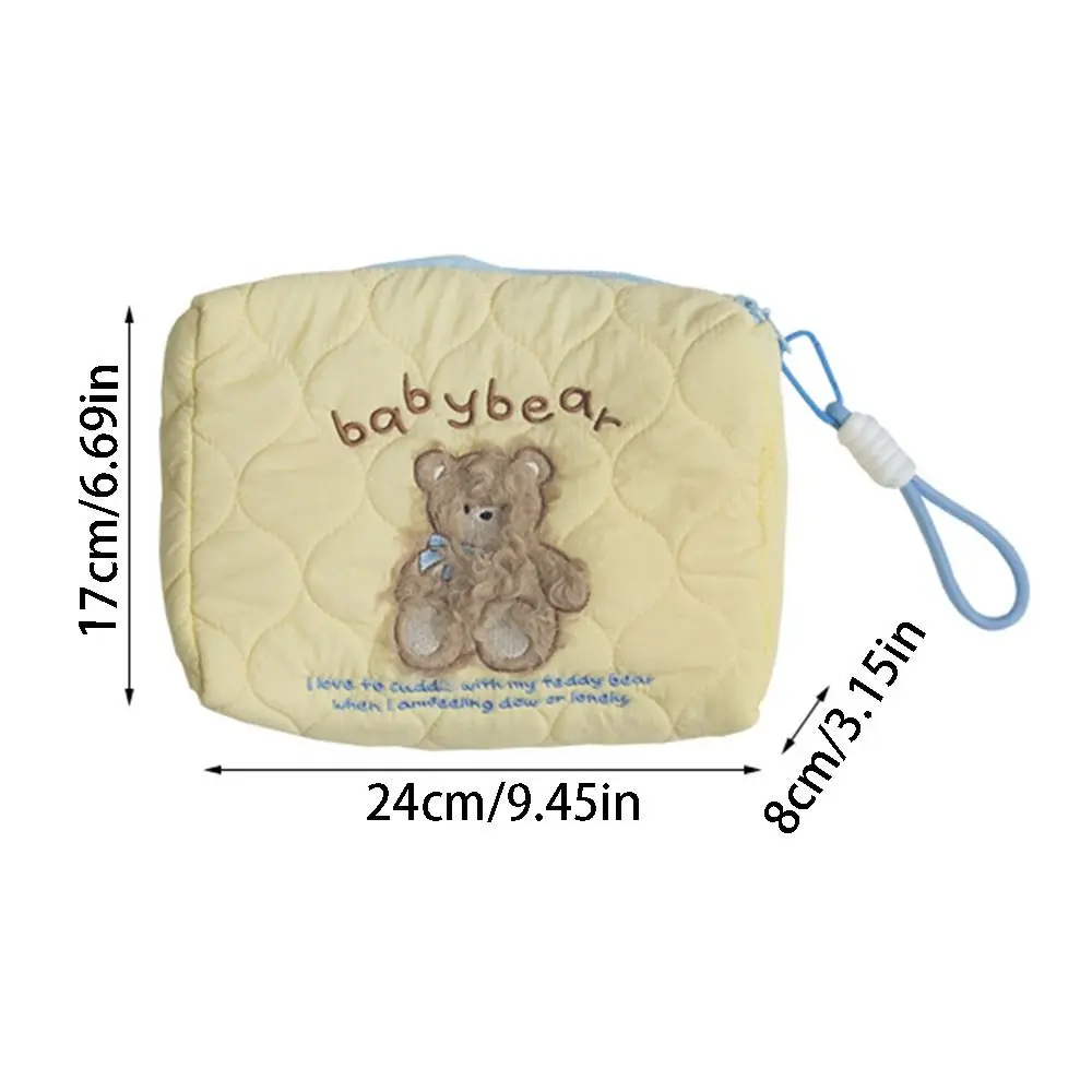 Korean Style Puppy Embroidered Cosmetic Bag Cartoon INS Handheld Wash Bag Soft with Handle Portable Makeup Bag Women