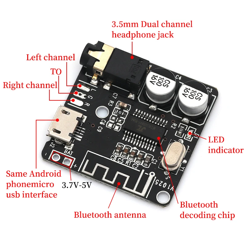 1/5/10Pcs Bluetooth Audio Receiver board Bluetooth 5.0 mp3 lossless decoder board Wireless Stereo Music Module 4.1