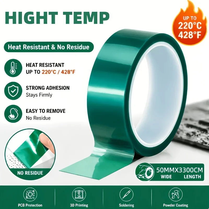Green Epoxy Resin Tape High Temp Heat Resistant Mold Release Tape Non‑Stick Sealing Tape No Residue For Crafts