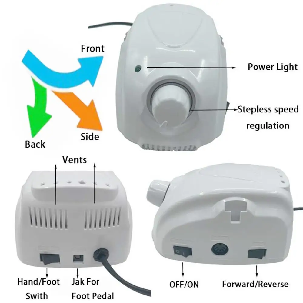 Máquina elétrica do manicure ajustada, lima do prego, Handpiece, BT, MARATONA, 65W, DC, 35000RPM