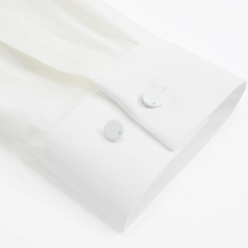 High Elasticity Solid color Classic stripes White Shirts Men Long Sleeve Casual Slim Fit Anti-wrinkle Men Shirts Men Long Sleeve