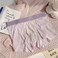 Seamless Ice Silk Men Boxer Shorts Solid Color Quick Dry Mid Waist Ultra-othin Underwear Sexy U Bulge Pouch Male Panties Cuecas
