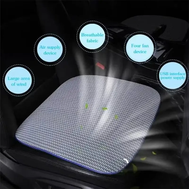 Summer Car Seat Cushion 3D Honeycomb Breathable Cushion USB Interface Fan Blowing Comfortable Cool Cushion for Car Home Cushion view 3