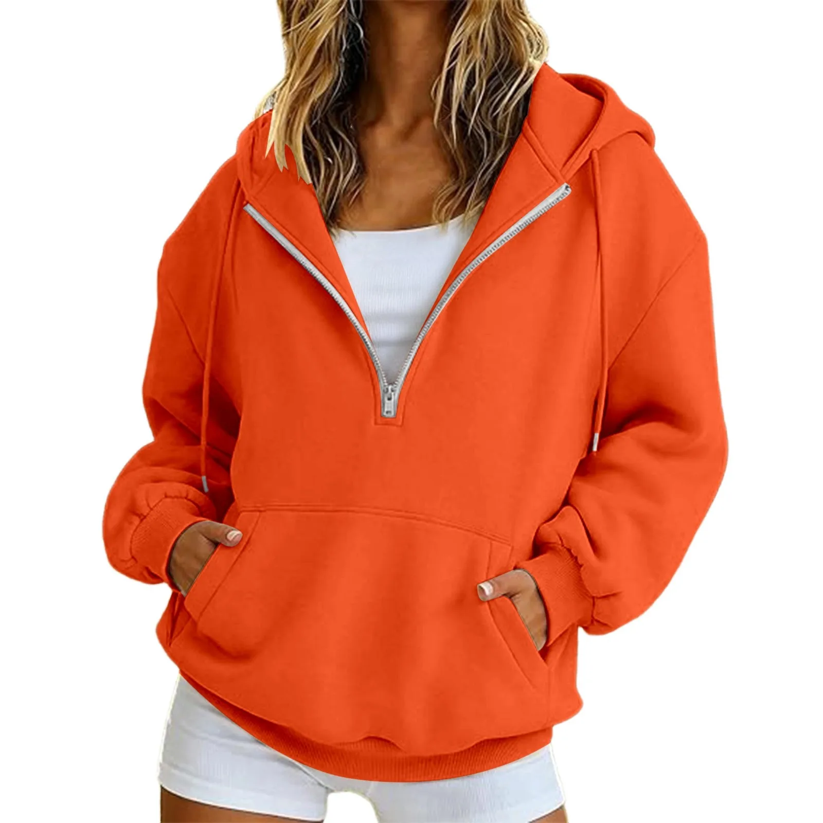2026 Autumn/Winter New Arrival Women's Fleece-Lined Multi-functional Zipper Hoodie Smooth Silhouette Warm Hooded Jacket