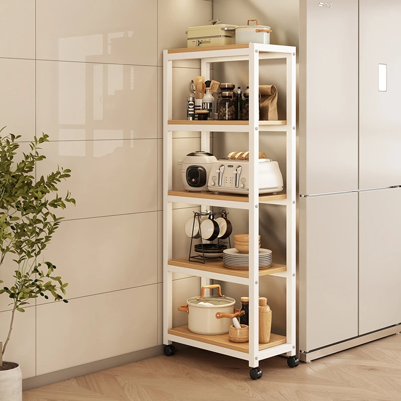 

Kitchen ultra-narrow crack floor rack, storage cabinet next to refrigerator, removable gap narrow shelf