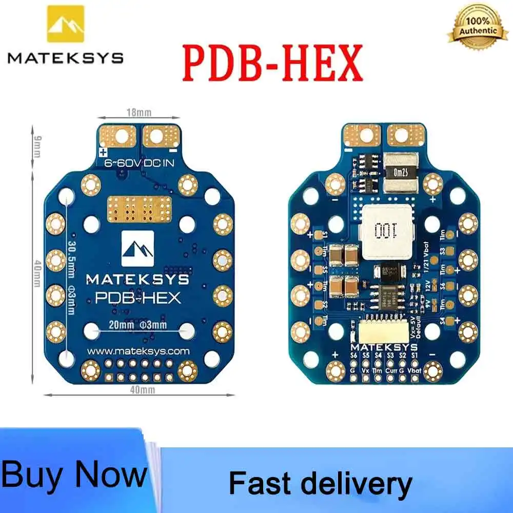 MATEK PDB-HEX 2-12S 5A 5V/9V/12V BEC Power Distribution Board PDB Outputs High Precision Current Sense for FPV Racing Drone
