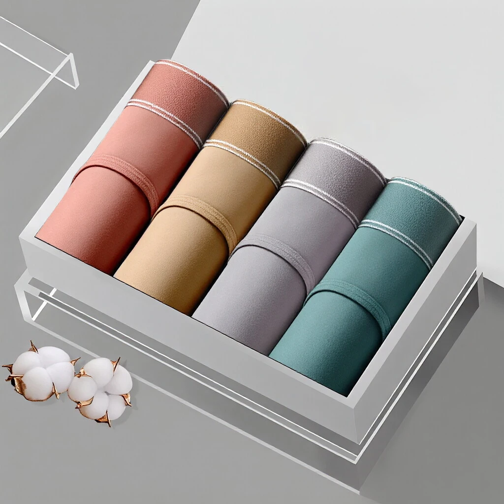 

4 шт./лот, дышащие хлопковые шорты для мужчин, сексуальное мужское нижнее белье в полоску, удобные мужские трусы, оптовая продажа