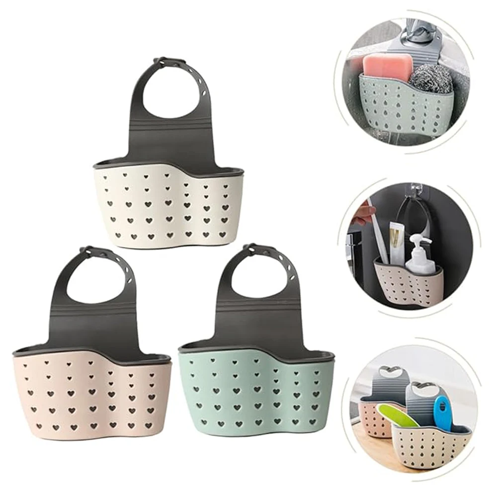 

Kitchen Sink Caddy Sponge Holder Silicone Plastic Soap Holder Adjustable Hanging Drain Basket Bag Kitchen Accessories