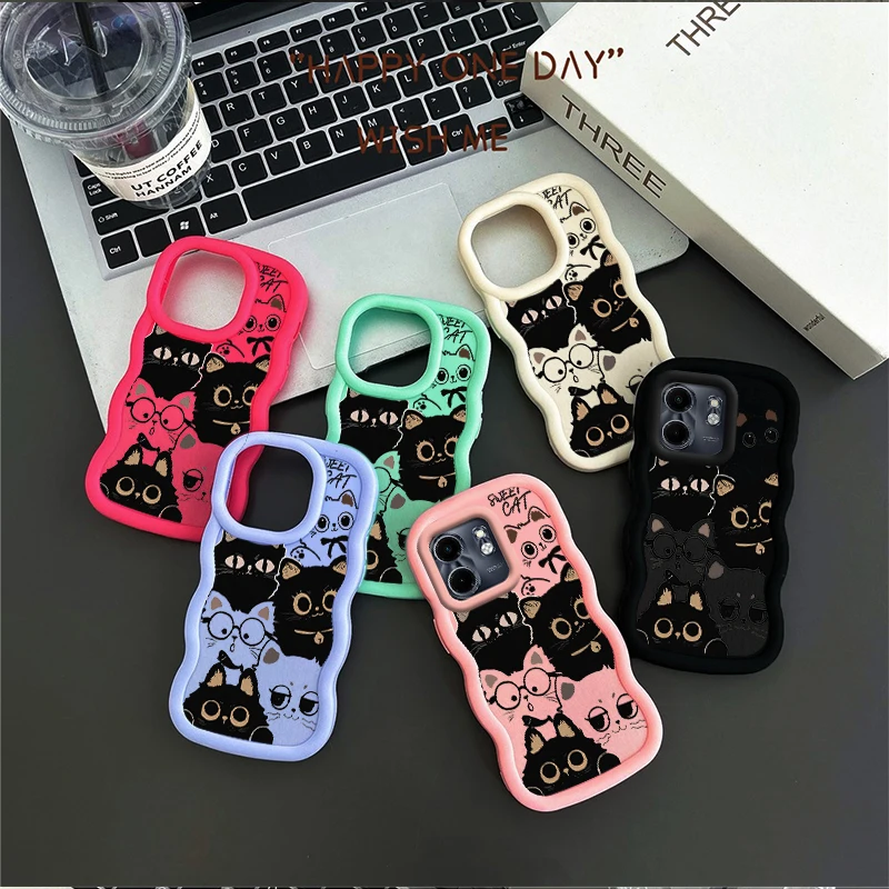 Smart 9 Sei gatti Forma ondulata Cassa Del Telefono Del Silicone Per Infinix Smart 9 8 8Pro 8HD 7 7HD 7Plus 6 5 5Pro GO Hot 50i copertura