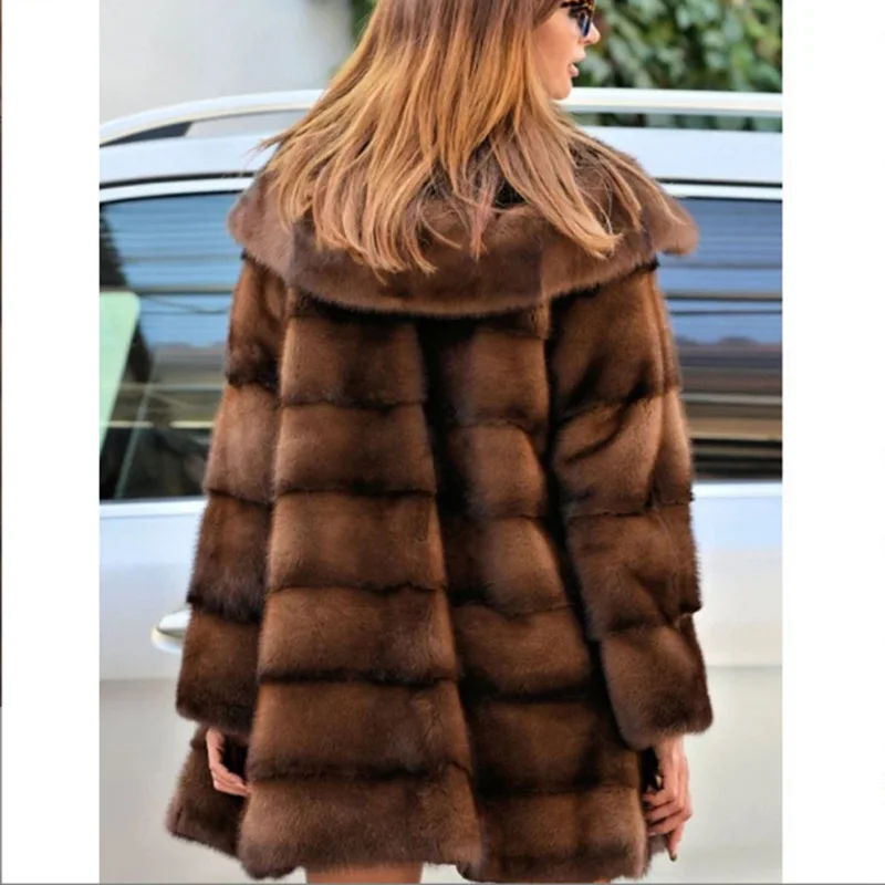 Cardigan Fur Spliced Hooded Thick Warm Fur Women Long Sleeve Faux Fur Open Stitch Outerwear High Street Loose Winter 2024