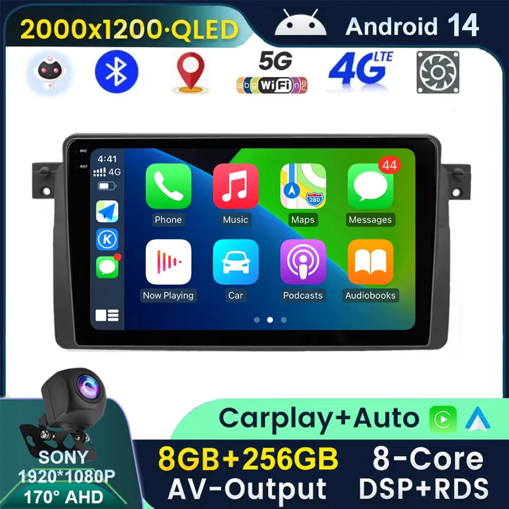 

5G+WIFI 10 Core Android 14 Car Radio Multimedia For BMW E46 M3 318/320/325/330/335 2 Din Autoradio Carplay BT DSP Gps