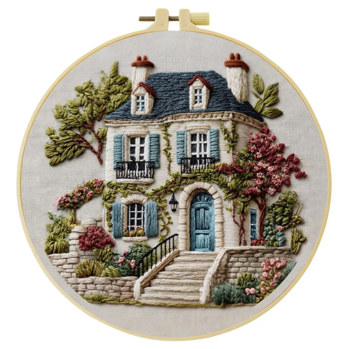 1 Stück 20X20CM/15X15CM 7,87/6,3 Zoll Großes Haus Stickerei Starter-Kit DIY-Kit DIY-Stickerei-Set Handarbeiten Malerei – Detail 1