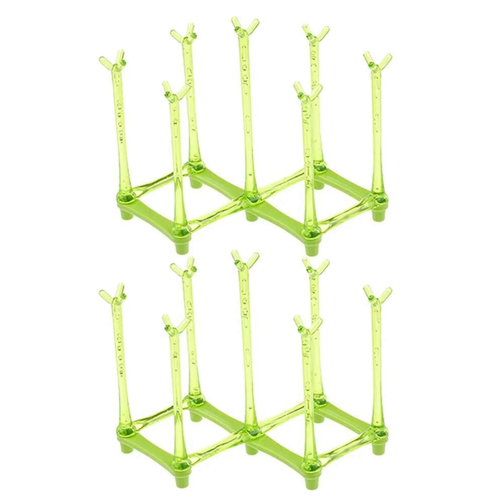 

2pcs Baby Bottle Rack Eco-friendly Material Adjustable Drainer Holds Cups Different Sizes Mess Dryer