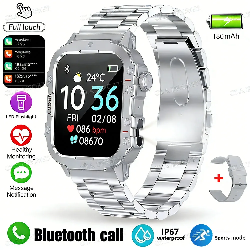 2026 Militär-Smartwatch für Herren 3ATM Outdoor-Sport Fitness-Tracker Blutdruck Gesundheitsüberwachung BT-Anruf GPS Smartwatch Ht30