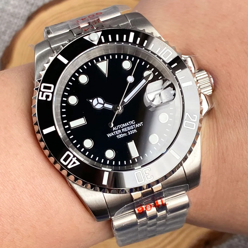 Miyota 8215 PT5000 Stainless Steel 40mm Dive Automatic Men Watch Sapphire Crystal Rotating Bezel Luminous Mechanical Wristwatch