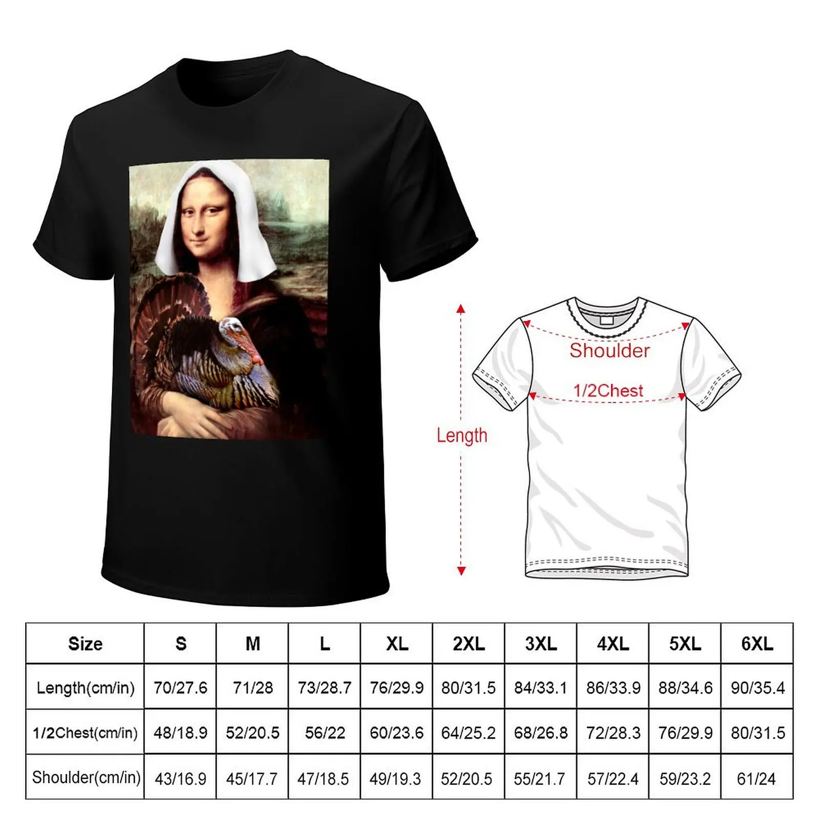 Mona Lisa Thanksgiving Pilgrim T-Shirt baggy shirts animal prinfor boys graphic t shirts men