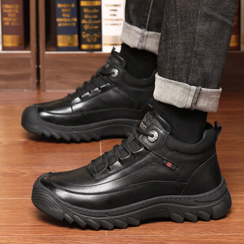 

Мужские ботинки челси из натуральной кожи с круглым носком, мужские ботильоны ручной работы, деловая обувь с высоким берцем, мужские зимние плюшевые зимние ботинки Botas