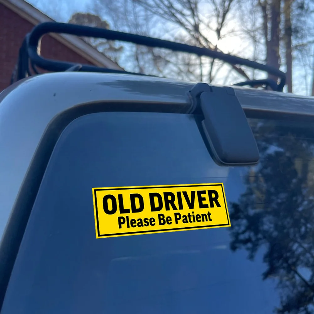 Please Be Patient New Driver Sticker Large Funny Vinyl Decal Car Window Bumper RV Truck Yellow Black Decor