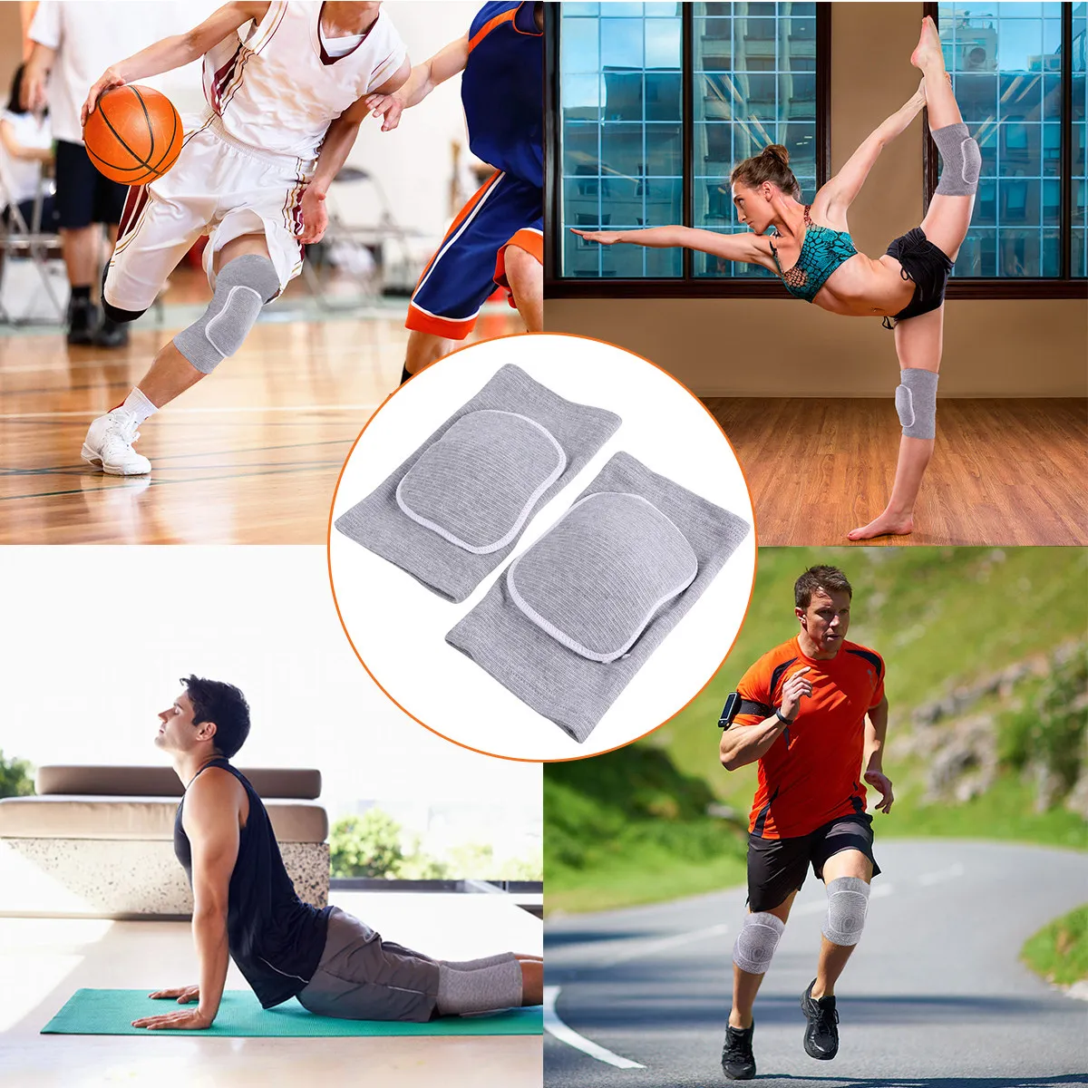 1Pair Lightweight High Elastic Sports Knee Brace with Superior Breathability for Injury Recovery Basketball Football Hiking Warm