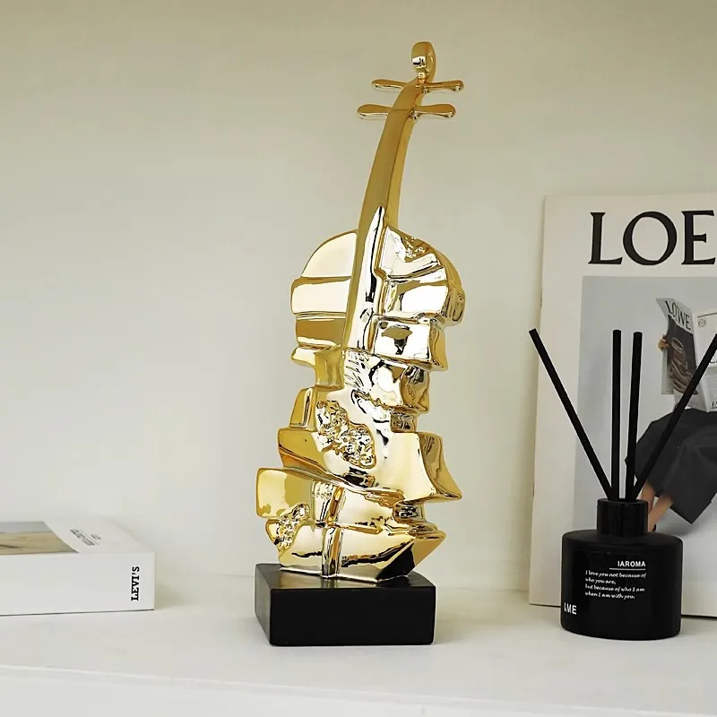 HYS violin ornament light luxury high-end handicrafts wine cabinet decoration study office desktop decoration gift