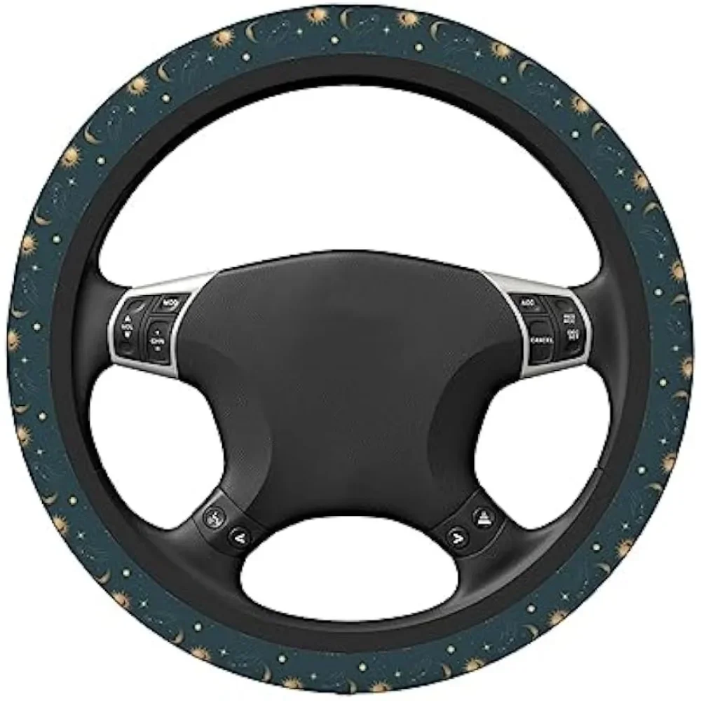 Coprivolante per auto universale 15 pollici Vintage Sun and Moon coprivolante accessori per auto Decor per uomo donna