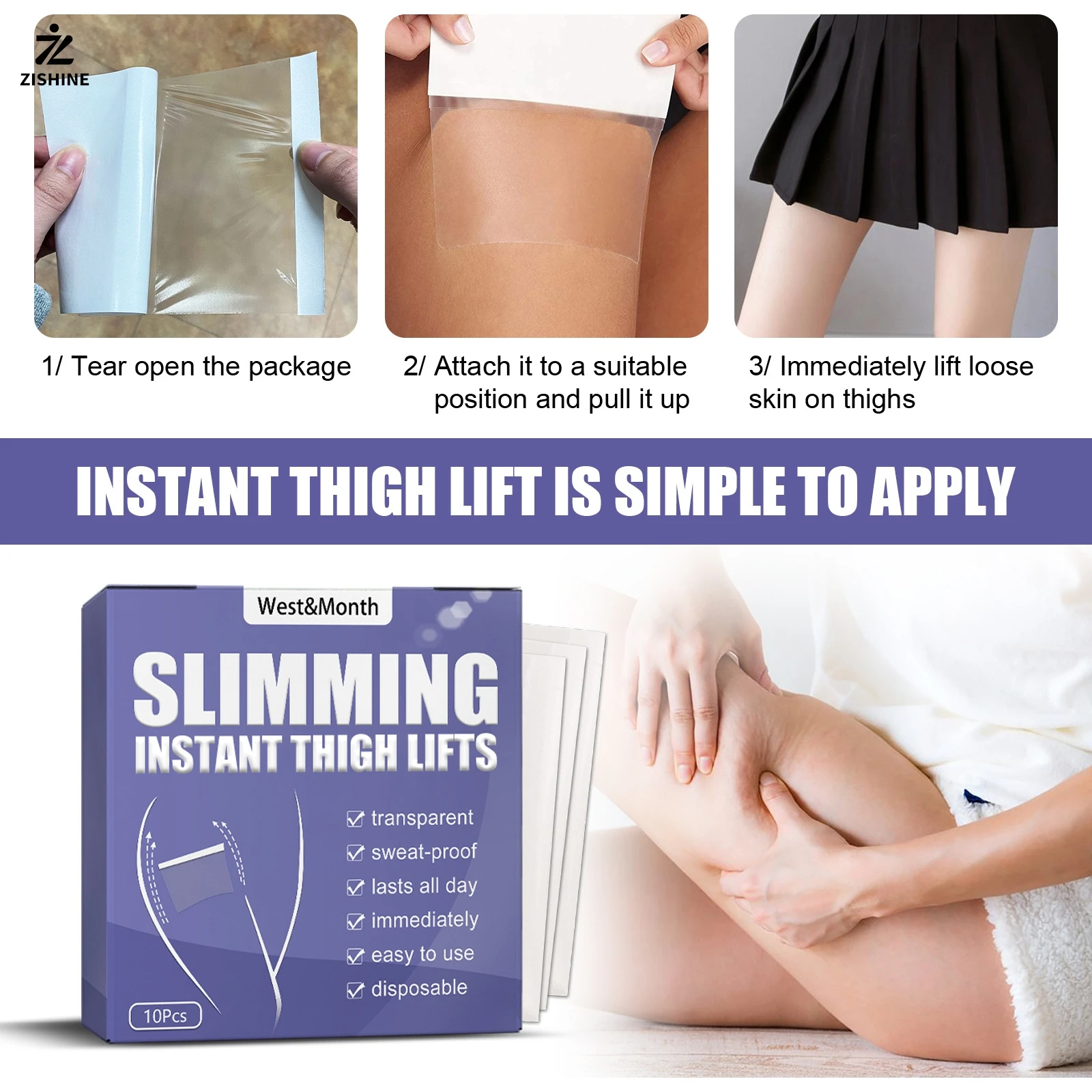 10/20 PC-Leg Wrinkle Loose Skin Tape Invisible Transparent Slimming Leg Tape Leg Lifting Tape Natural Skin Lifting Firming Tape