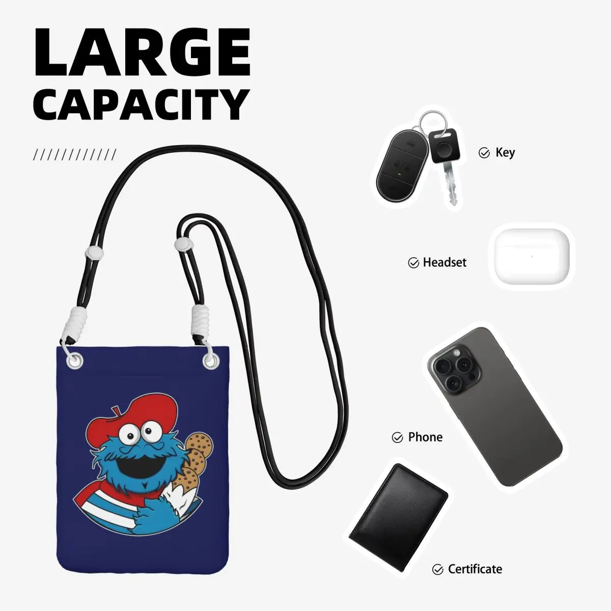 مخصص كوكي مونستر حقيبة الهاتف المحمول للرجال النساء التلفزيون الكتف حقيبة كروسبودي مناسبة محفظة نسائية للعملات المعدنية محفظة صغيرة المحفظة #5