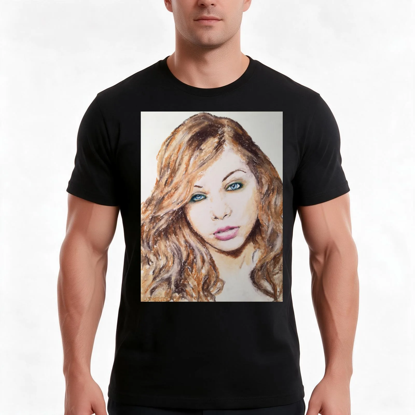 Michelle Trachtenberg, Pastels Portrait, by James Patrick T-Shirt, Summer Casual Cotton Tee, Oversized Streetwear Tops