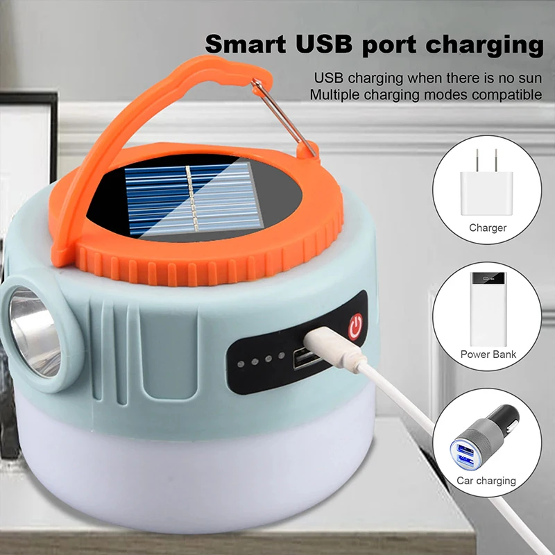 في الهواء الطلق ضوء التخييم الشمسية عالية الطاقة ضوء العمل مصباح ليد جيب بنك الطاقة في حالات الطوارئ خيمة معلقة مصباح فانوس قابلة للشحن #4