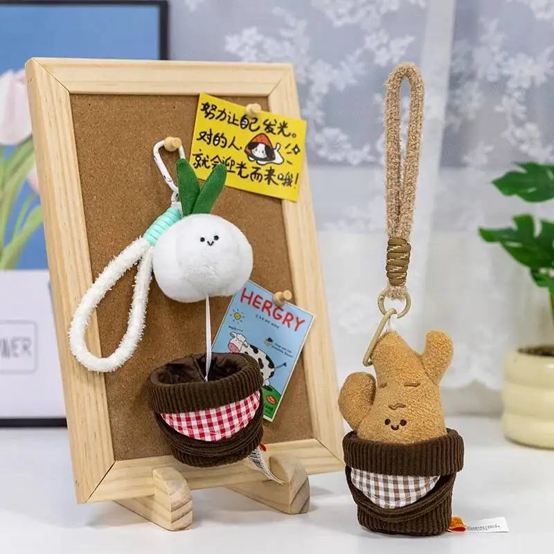 12cm Garlic Ginger Vegetable Plush Pendant Exquisite And Lovely Plush Doll Soft Animal Doll Backpack Decor Keychian