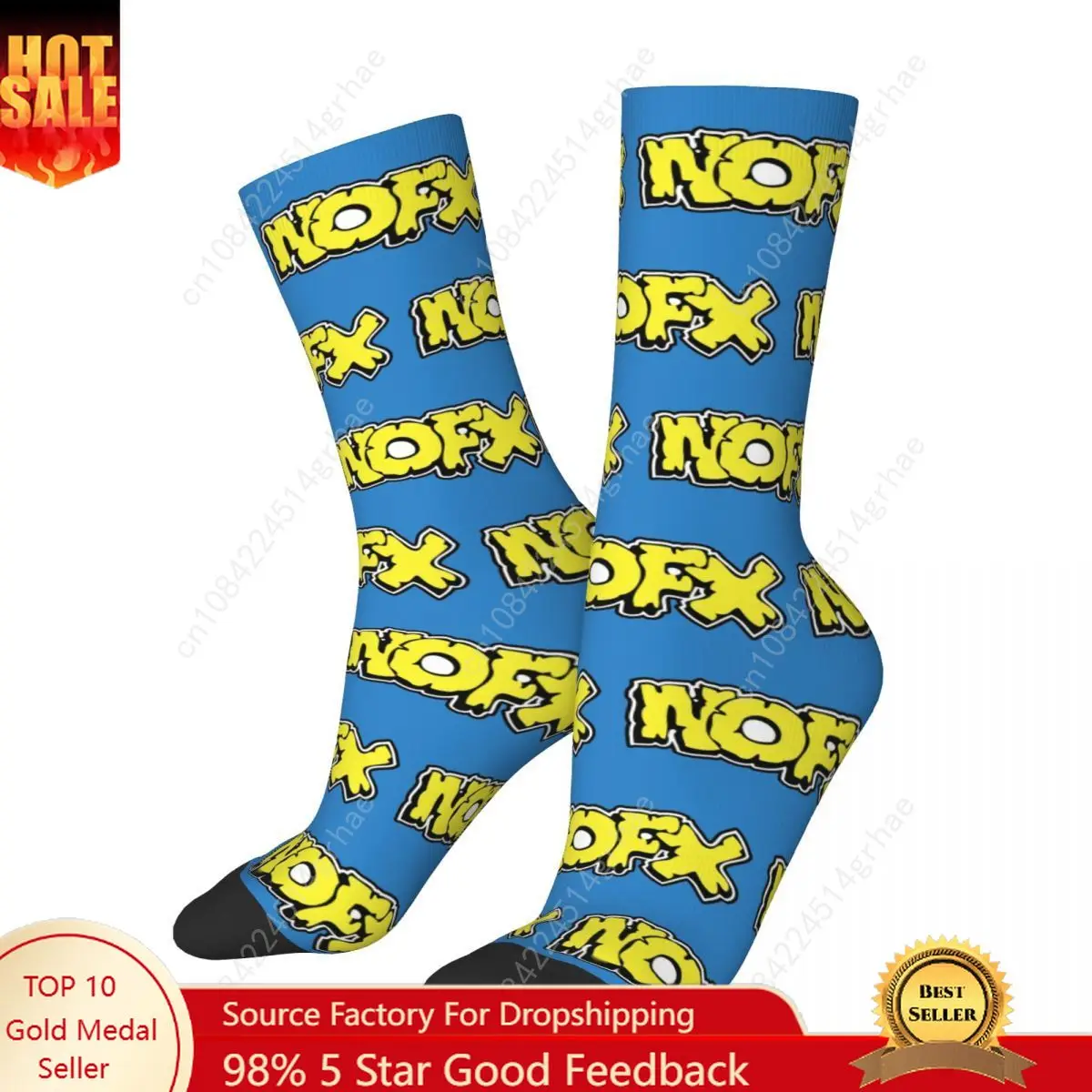 

Funny NOFX Punk Band Logo Skateboard Socks Polyester Crew Socks for Unisex Breathable