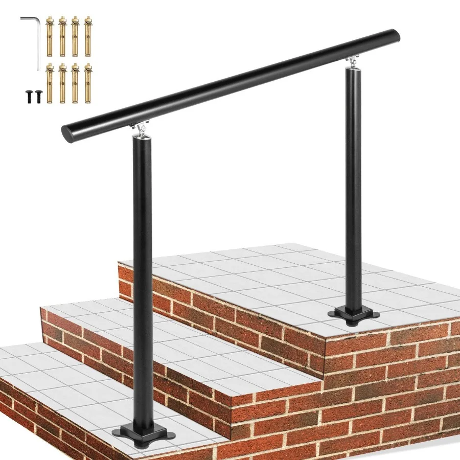 

Outdoor Stair Railing Kit 3 FT Handrails 13 Steps Adjustable Angle Black Aluminum Stair Hand Rail for The Elderly Handrails fo