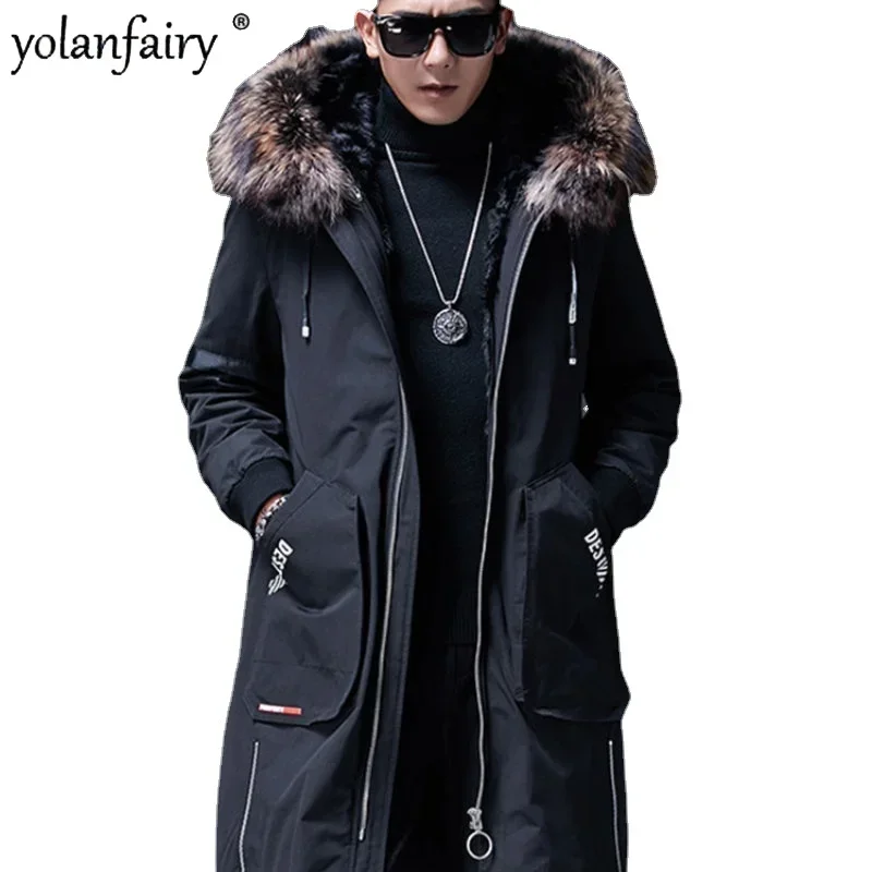 2023 New Autumn Winter Jacket Men's Fur Parkas Mens Real Fur Jacket Coat Men Natural Fur Cunning Hair Linner Chaqueta Hombre FCY