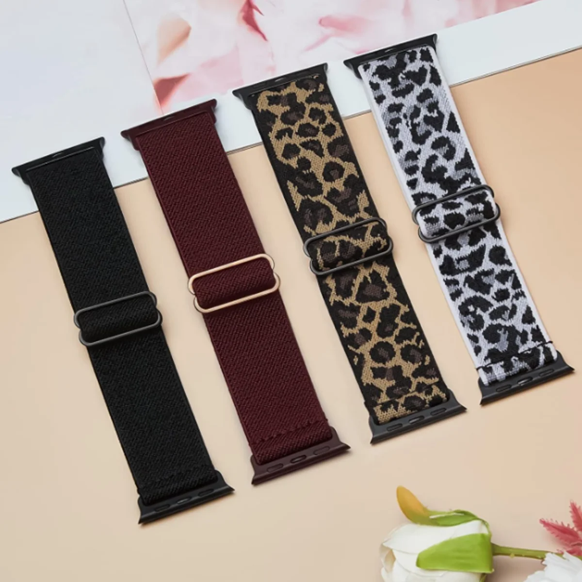4 Stück Nylon-Armband für Apple Watch Serie 11 10 9 8 7 6 Elastisches Armband für Apple Watch Band 49mm 45mm 44mm 42mm 41mm 40mm