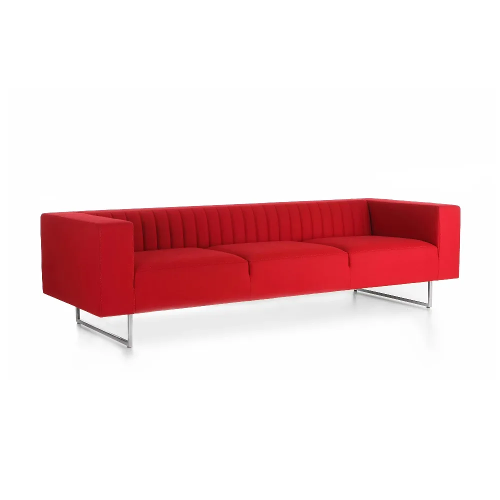 Factory Custom Sofa Office Furniture Minimalist Style 3 Seater Reception Office Leather Sofa Modern Red Living Room Sofa Couch