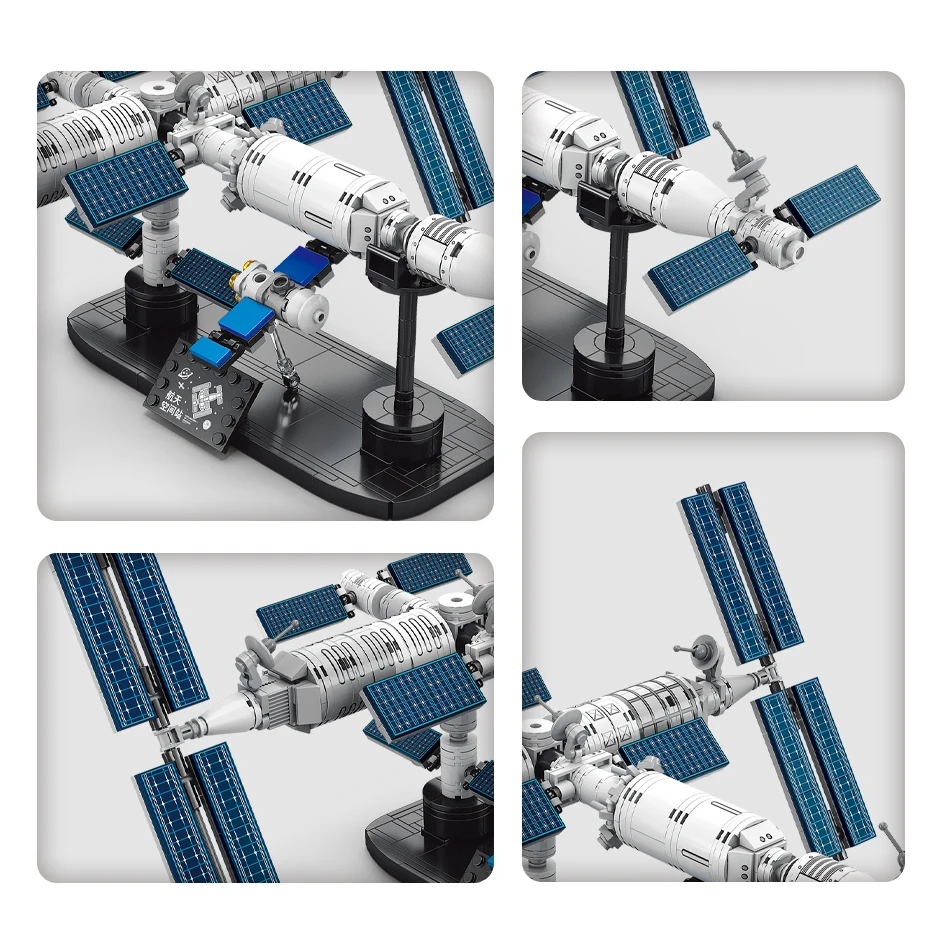 HUIQIBAO Raumstation Bausteine Mit Astronaut Figur Stadt Luft-und Raumfahrt Modell Ziegel Kinder Spielzeug für Kinder – Detail 5