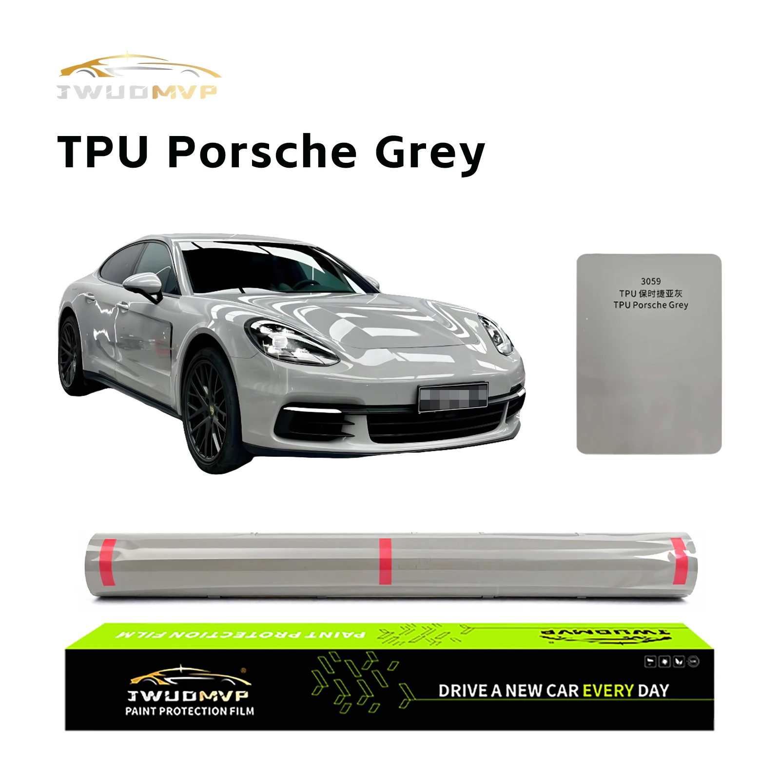 JWUDMVP High-quality 1.52*15m TPU PPF Crystal Grey Car Color-changing Film Self-healing Scratch-resistant and Non-fading