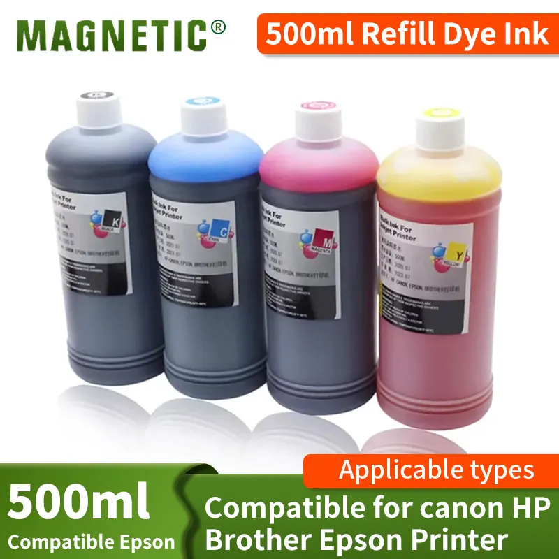 

KMCY inks 500ML CISS SystemDye Ink Universal Printer Ink Compatible for Canon HP Brother Epson Printers Ink Cartridges