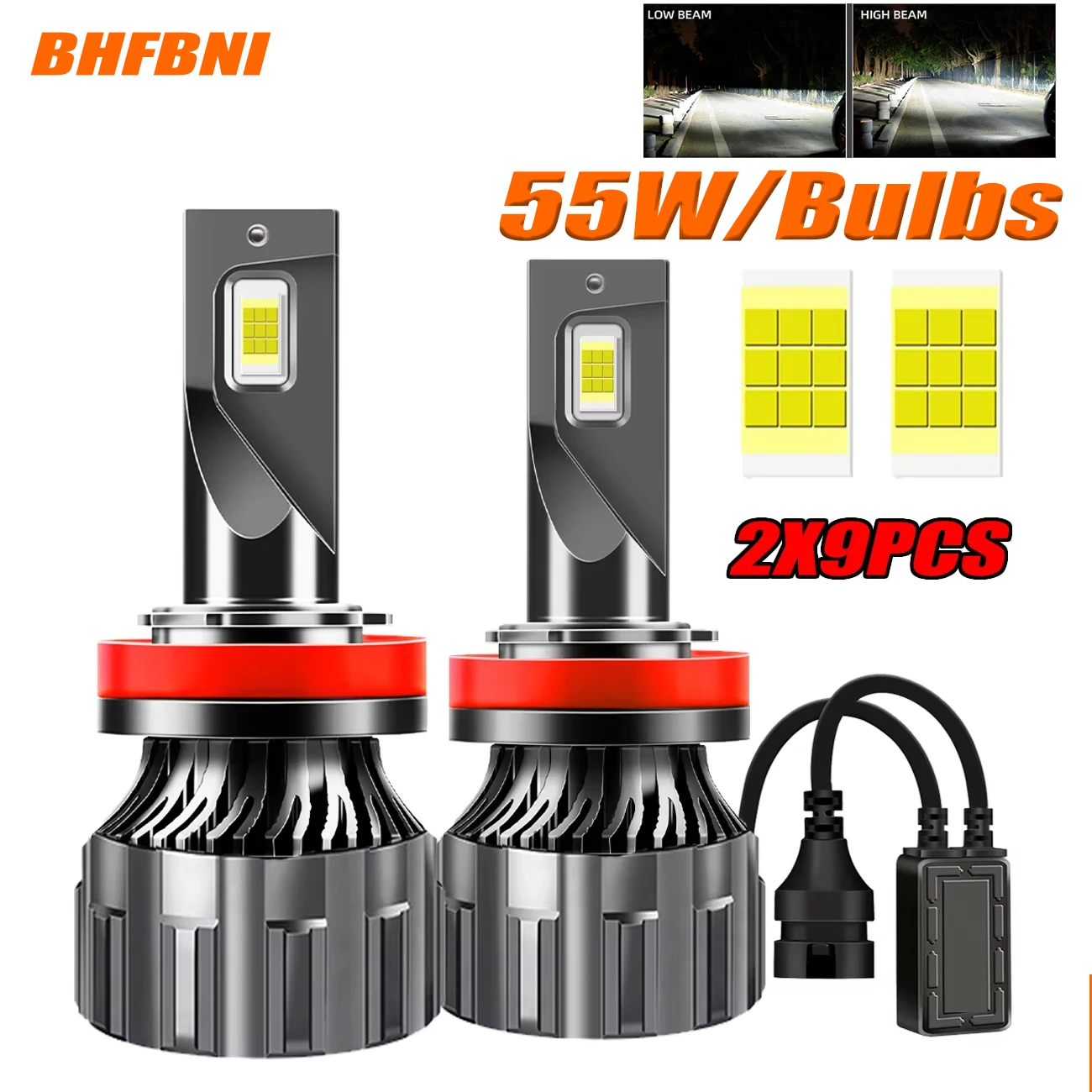 

BHFBNI 55W 110W High Power Top H7 H4 LED Car Headlight Bulbs 6500K Canbus HB3 HB4 9005 9006 H1 H11 Light 9575 CSP Auto Fog Lamp