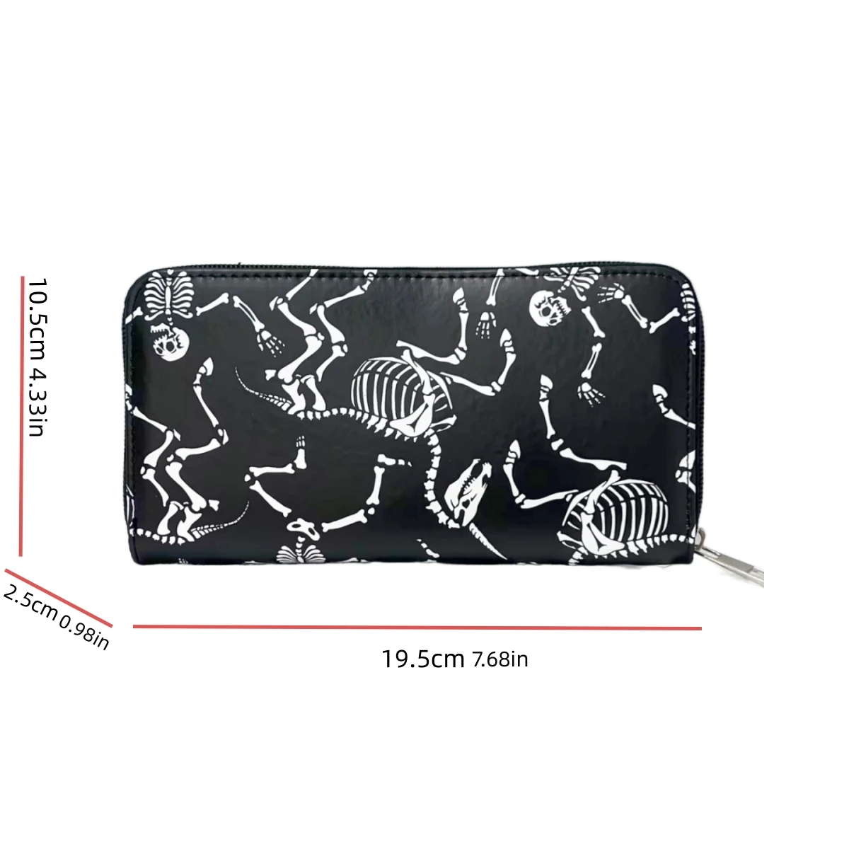 Retro skull boy and girl wallet long zipper printed pu wallet