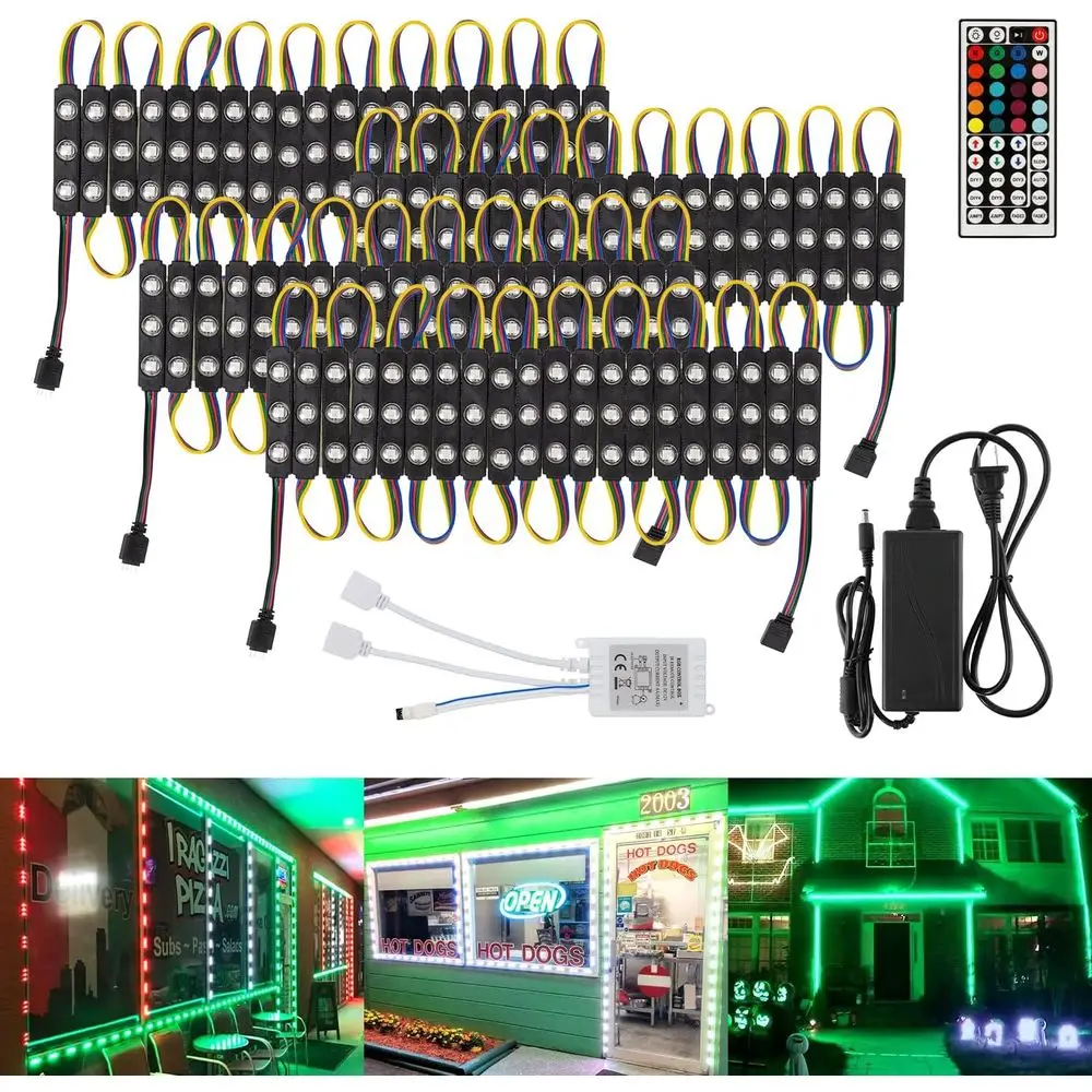 40FT أضواء LED لمتجر نافذة أمامية أضواء LED للأعمال التجارية أضواء أمامية المتجر 80 قطعة وحدة LED للعلامات 3 LED 505