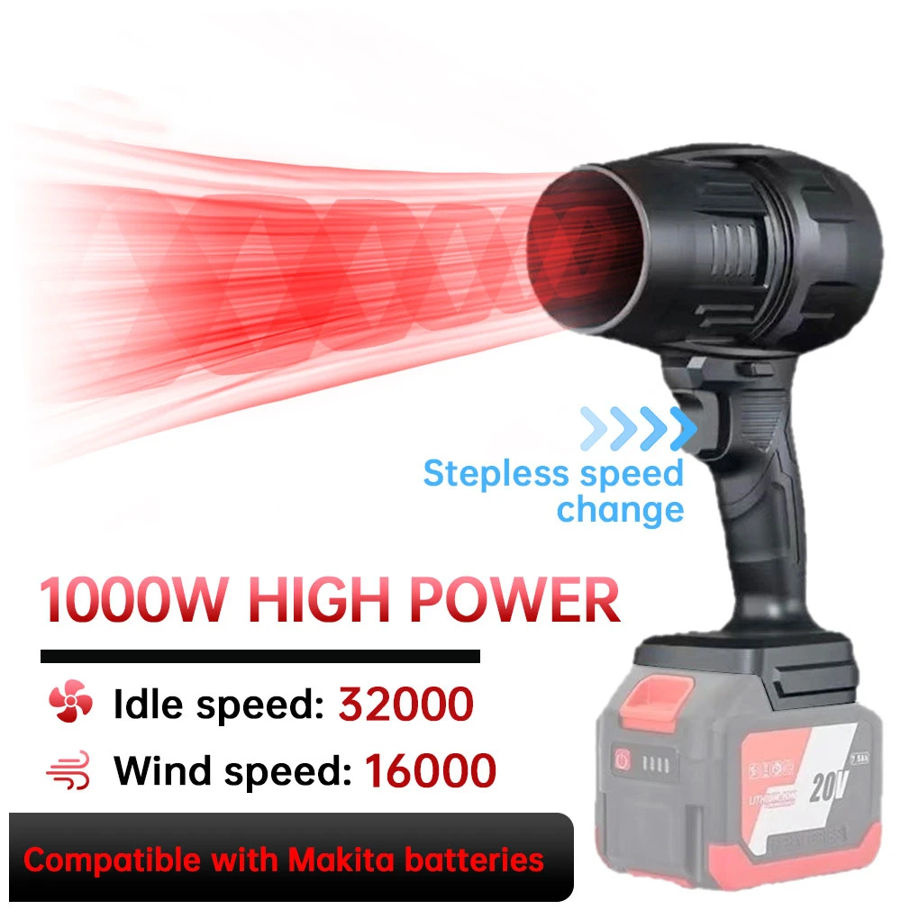 1000W Electric Turbo Blowers Jet Fan Violent Car Dryer Handheld Dust Blowing Tool for Makita Battery