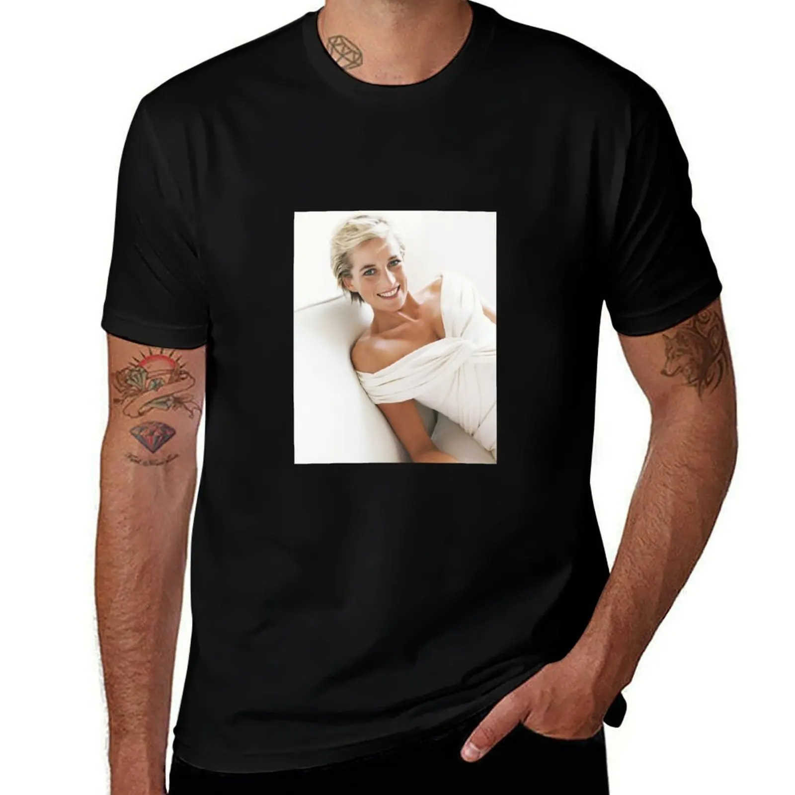 Lady Di in white gown T-Shirt Simple Casual Short Sleeve Tee T-Shirt