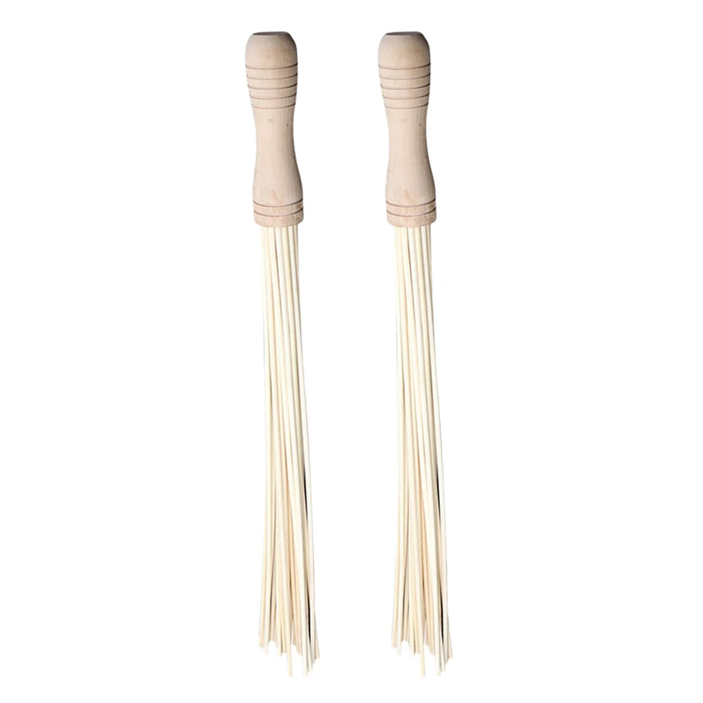 

2Pcs Wood Massage Stick Manual Back Neck Waist Leg Tapping Relaxation Tool for Travel Home Use Handheld Back Massager