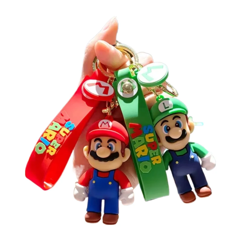 

3D Super Mario Dolls Keychain Accesorios Bros Action Figure Backpack Buckle Belt Buckle Toys Mushroom for Kids Birthday Gifts